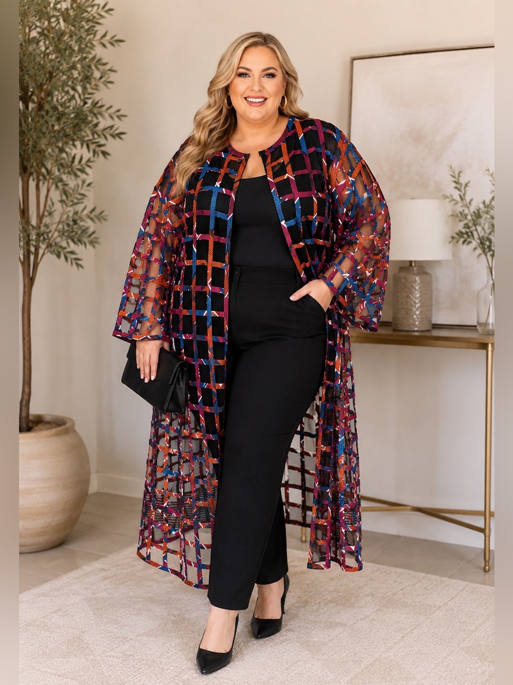 Luxury Handmade Ankara Wax Openwork Duster Dress Jacket One Size Fits All